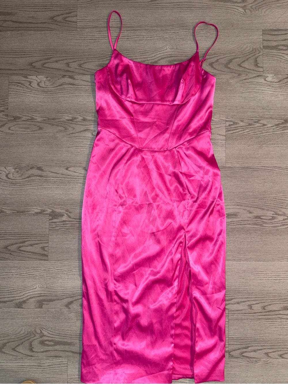 Hot Pink Satin Slip Dress